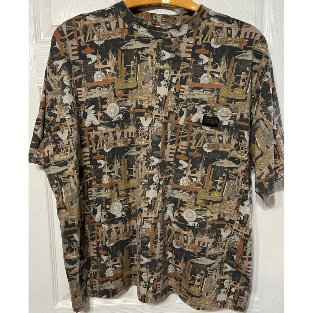 Walls Oilfield Camo T Shirt Mens 2XL All Over Print Short Sleeve Workwear